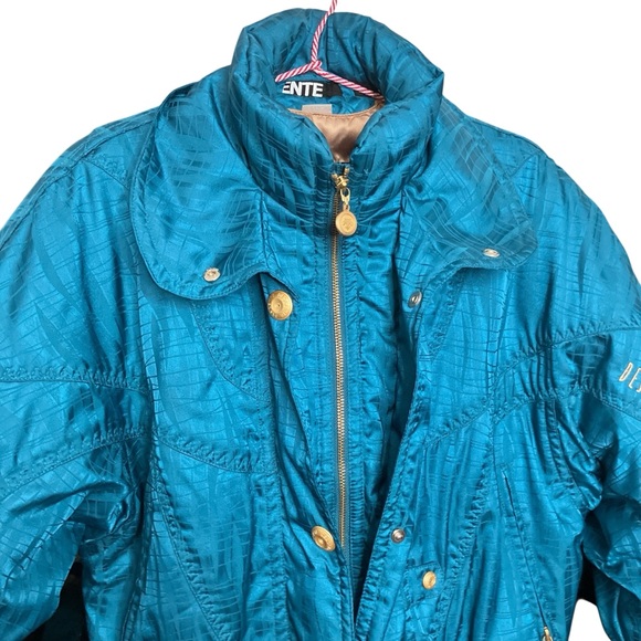 Vintage Descente Jacket Ski Snow Parka Coat 80s 90s Apres Teal Hood Women’s 10 M - Picture 4 of 9